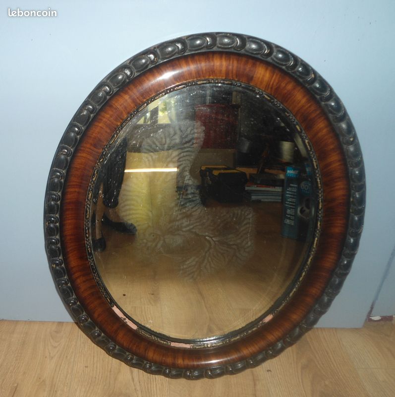 Glace miroir ovale ancienne (image 1)