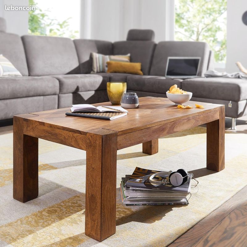 Table Basse Bois Massif Sheesham Table de Salon 110 x 40 x 60 cm (image 3)