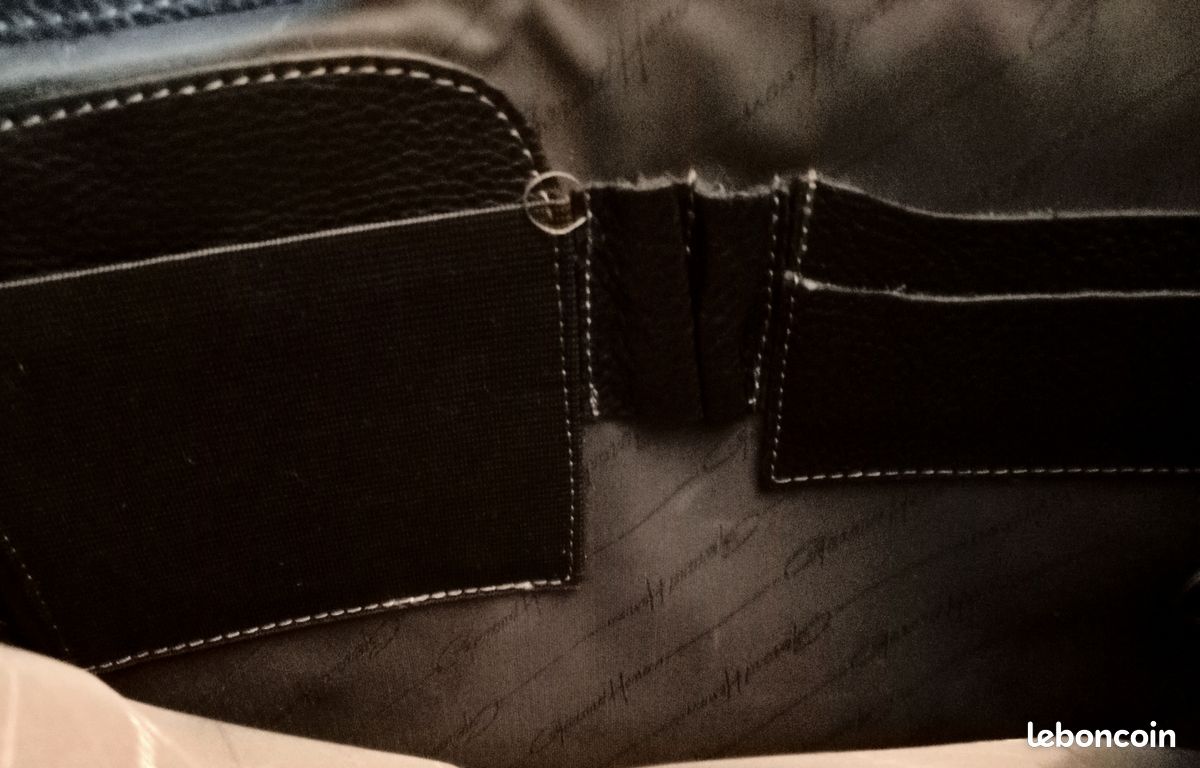 Superbe cartable en cuir de vachette grainé noir Gérard Hénon - DACT02 (image 5)