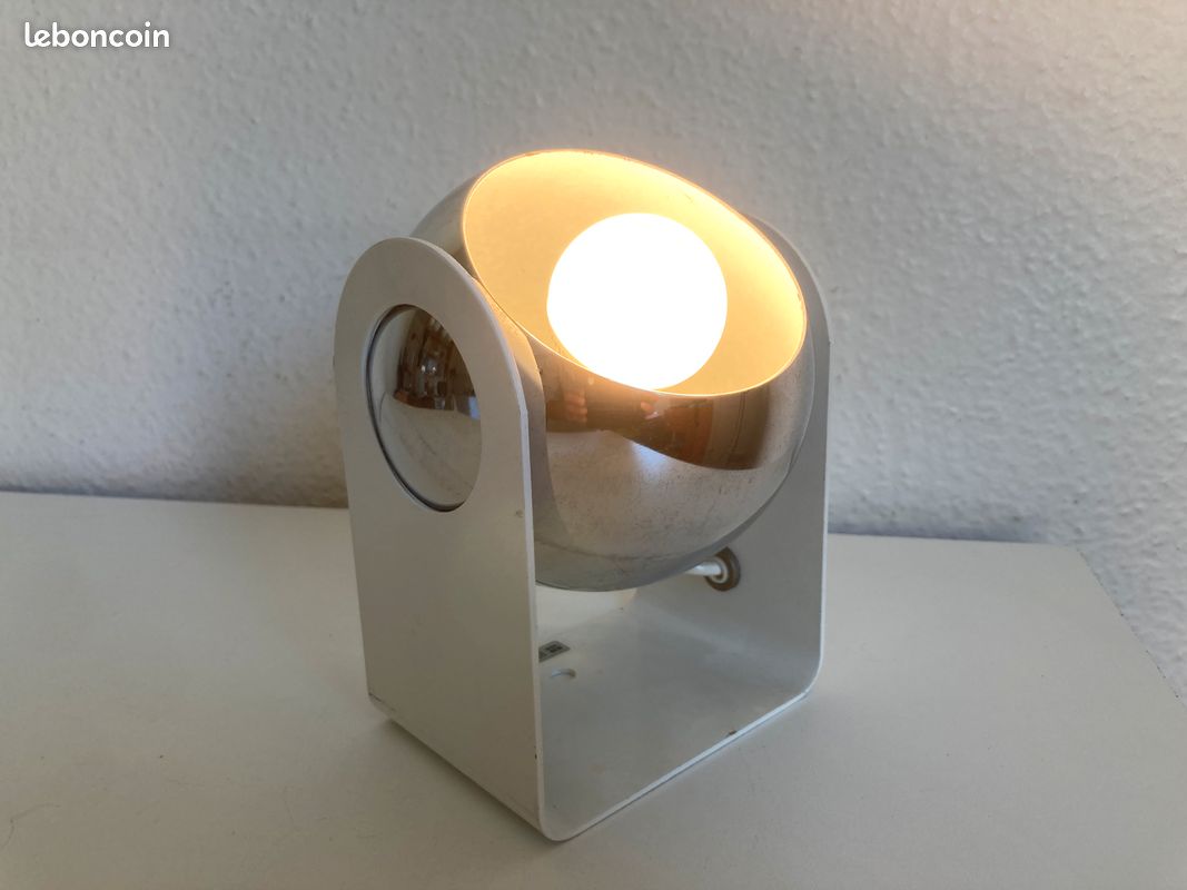 Lampe EYE BALL SPACE AGE 1960 Chromée orientable ITALIE à la manière de Gino Sarfatti (image 6)