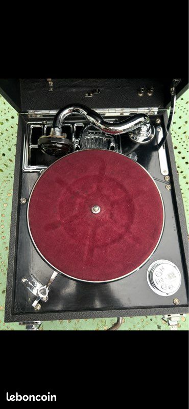 ANCIEN TOURNE DISQUE phonographe valise portable bevox vintage