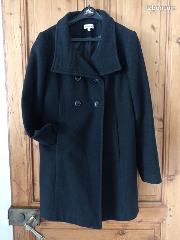 Armor Lux Caban Noir Capuche Manteau Femme Caban Court Armor Lux