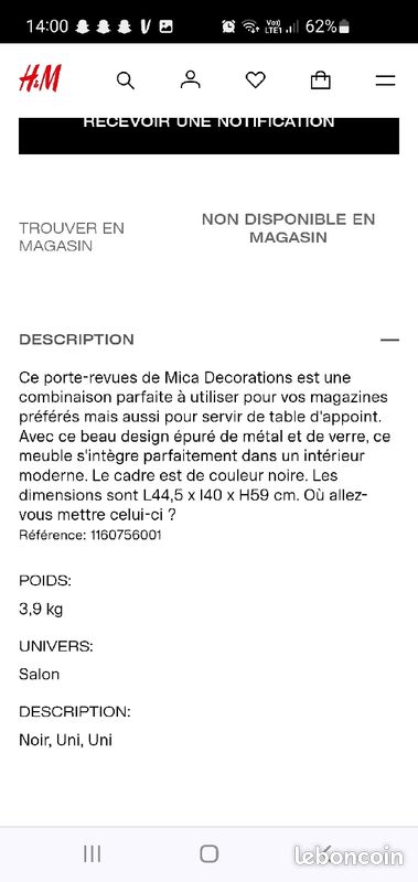 Table porte revues métal et verre (image 4)