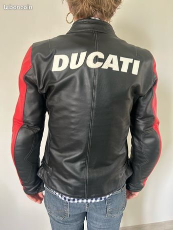 Veste Motard En Cuir Ducati Style Course - Armure CE Amovible - Cuir De Vache Et Kevlar - Unisexe