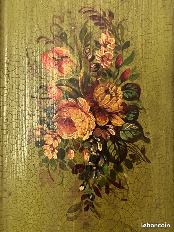 Petit Plateau Décoratif Napoléon III En Carton Peint, Style Ancien