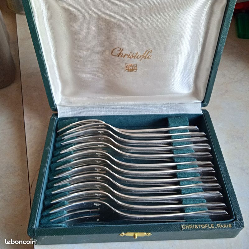 Christofle fourchettes a gateaux d'occasion - Arts de la