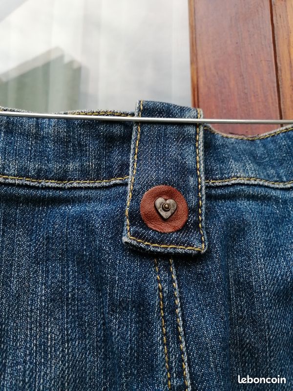 Jupe mi longue en jean avec broderies taille 34 (image 7)