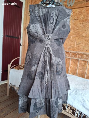 Robe Armand Thiery Multicolore - Taille 46/48 - Manches Volant - Occasion Parfait état