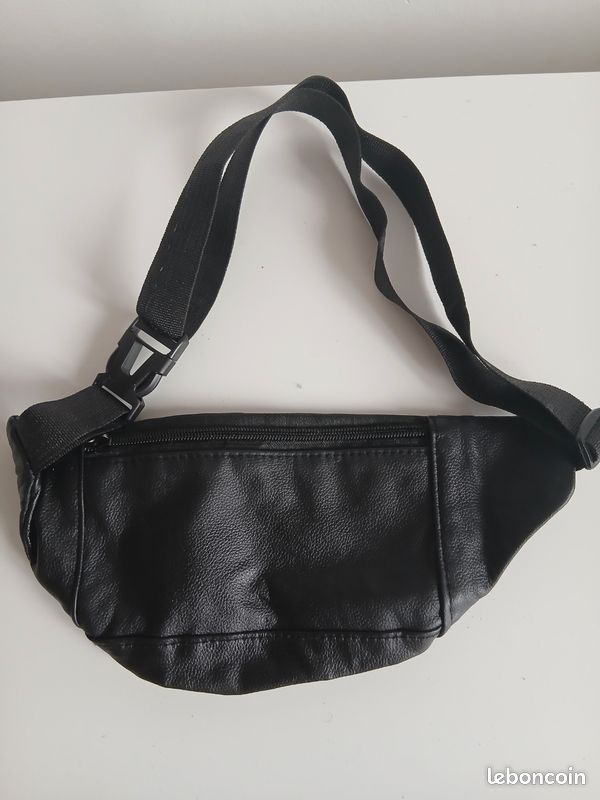 Sac banane cuir noir - Tour taille 45 à 90 cm (image 5)