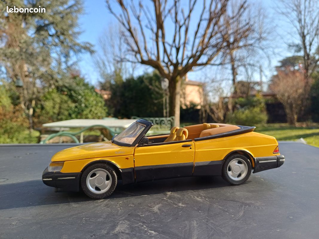 Saab 900 Turbo Cabriolet 1/18 Anson – Jaune, Miniature De Collection Sans Boîte