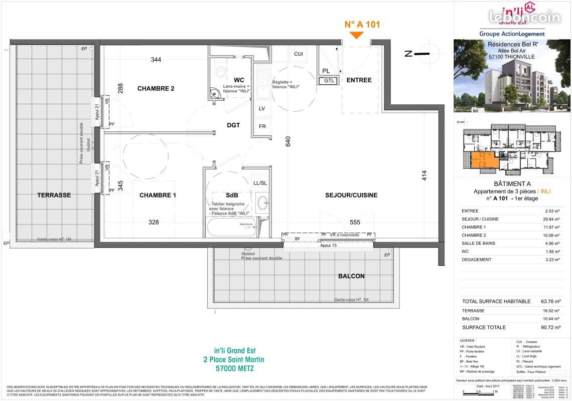 Appartement a louer thionville - 3 pièce(s) - 63 m2 - Surfyn