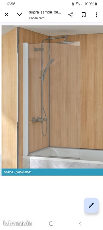 Pare baignoire pivotant 140x75cm Kinedo (image 1)