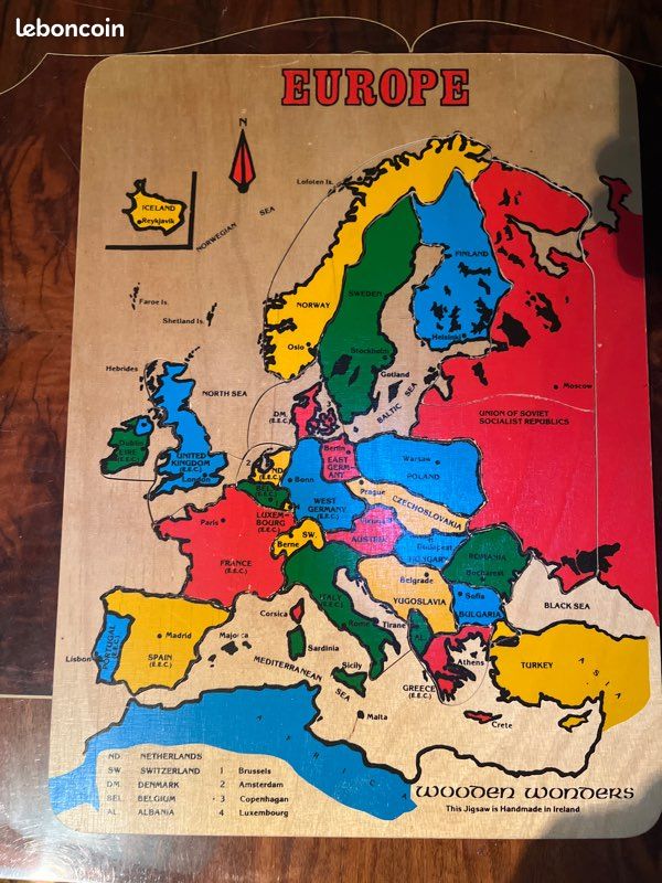 Puzzle Ancien De L'Europe En Carton Dans Sa Boîte D'origine - Occasion
