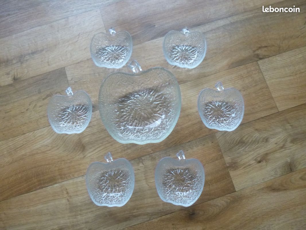 Saladier + 8 coupelles en verre trempé ambre vereco vintage 355112 Orange - Vendu
