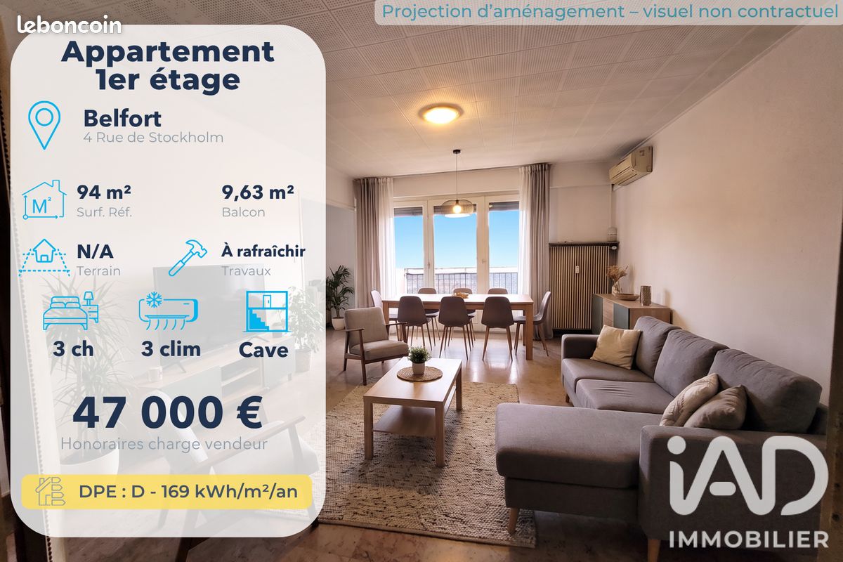 Appartement 4 pièces 94 m² · à Belfort · 94 m² · 47 000 €