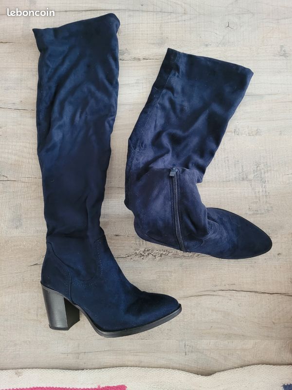 Bottes Cuissardes Cuissardes Bleu Marine Cuissardes Femme En Cuir