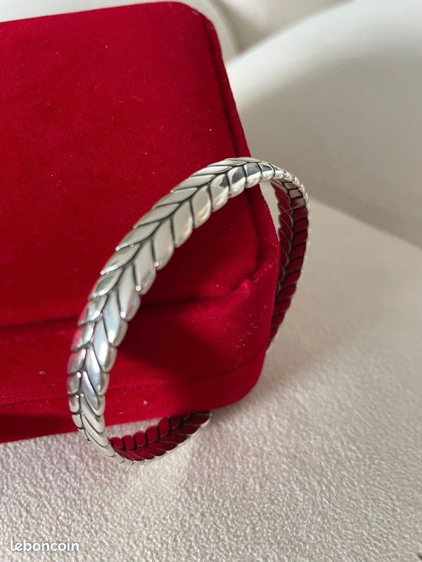 Bracelet Fleur Plaqué Argent 925 - Longueur 19 Cm - Unisexe - Neuf Sans Emballage