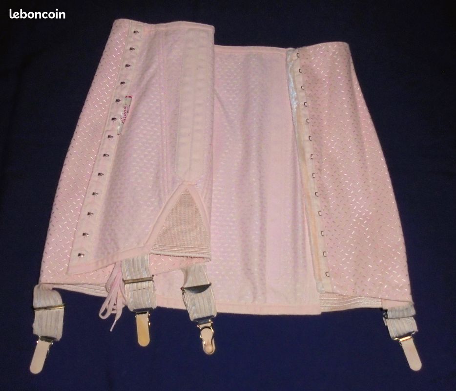Porte-jarretelles Gaine Corset Vintage «Flirone» – Taille 85 (XXL) – Beige – Neuf Sans étiquettes