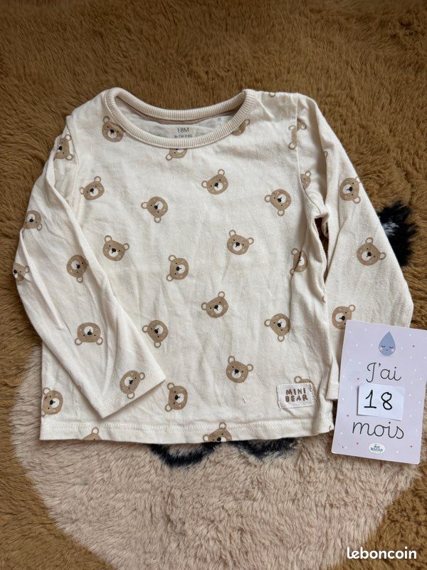 Tee shirt beige ours KIABI t.18m (image 1)