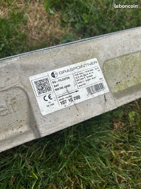 Lot de 5 caniveaux BG-FILCOTEN Self NW100 avec grilles galvanisées (image 2)