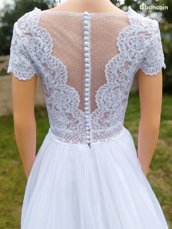 Neuve étiquetée - Robe de mariée princesse tulle dentelle serena blanc 38 (image 4)