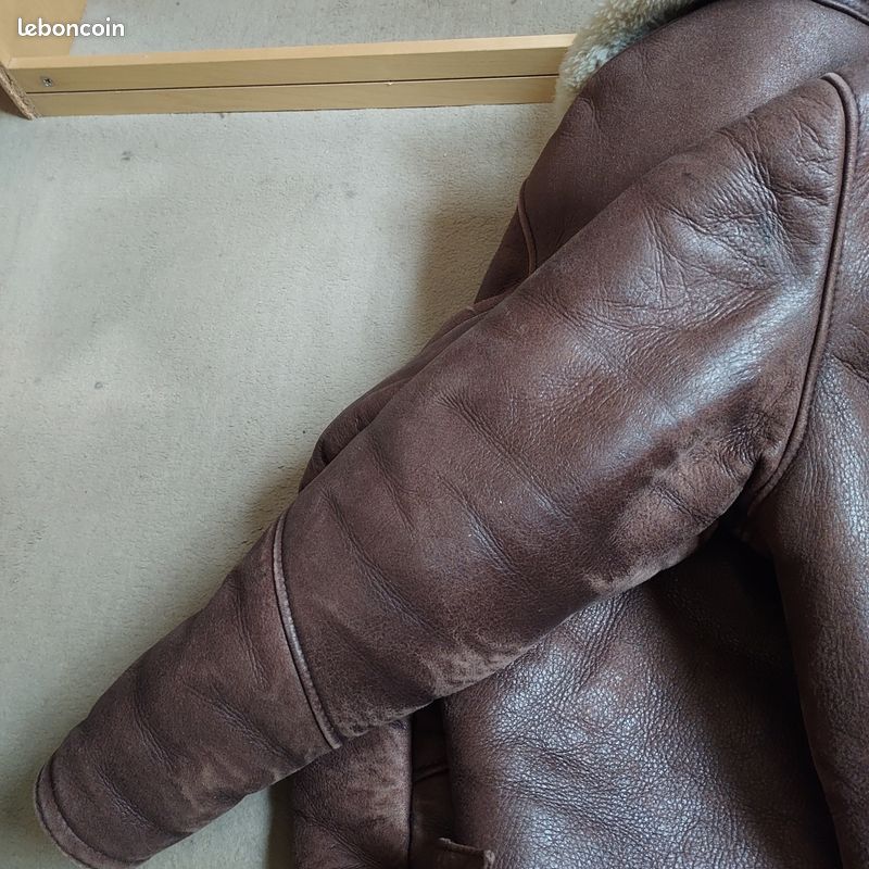 Blouson bombardier cuir peau lainée L (image 2)