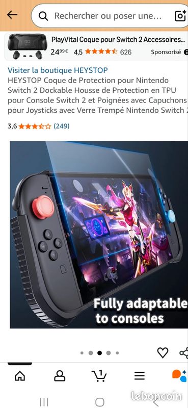 Neuf étui et écran de Protection pour Nintendo Switch 2, Protection en TPU pour Console Switch 2 et Poignées avec Capuchons pour Joysticks avec Verre Trempé Nintendo Switch 2 (image 2)