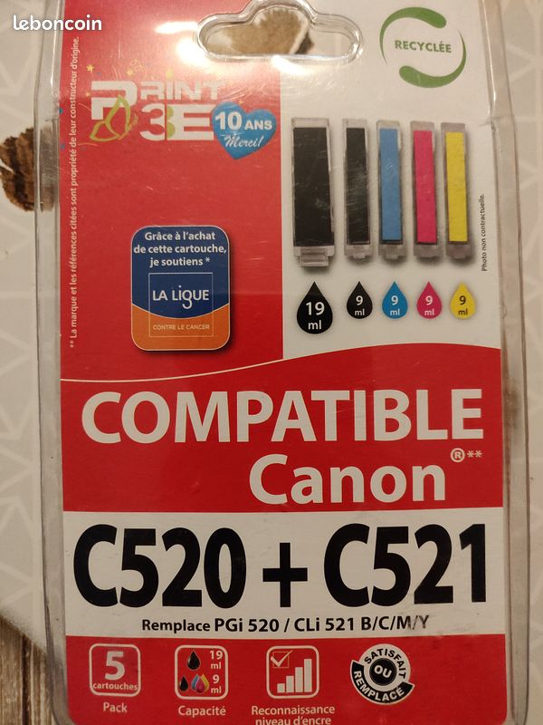 Cartouche d'encre en pack C520 + C521 2 noir, 1 cyan, 1 Magenta, 1 jaune (image 1)