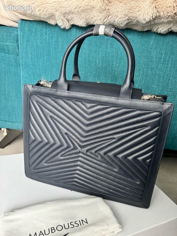 Sac cabas Mauboussin Belle Libre et Vraie bleu marine, grand