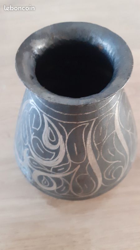 Vase indo-persan ou marocain artisanal ,métal et argent (image 4)