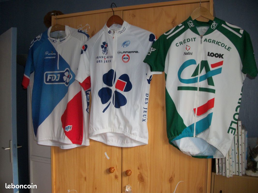Maillot Cyclisme FDJ (Française Des Jeux) - MOA - Taille L - Blanc - Occasion