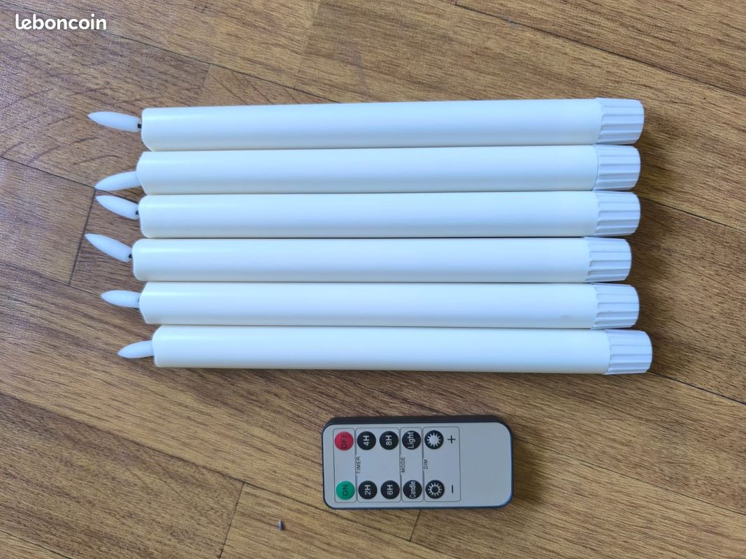 Lot de 6 bougies cierges LED blanches avec télécommande – Déco Mariage / Fête (image 1)