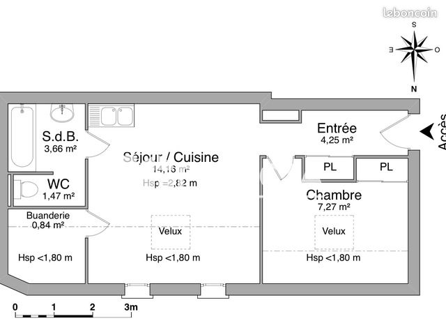 Appartement a louer bourgoin-jallieu - 2 pièce(s) - 31 m2 - Surfyn