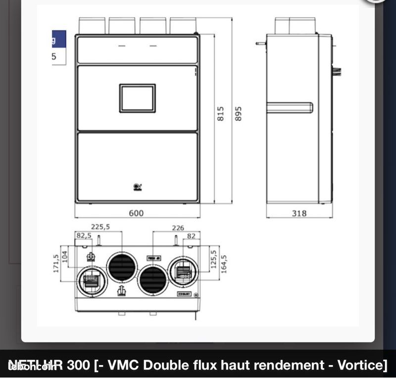 VMC double flux haut rendement 300 m3/h - VORTICE - VDFTN (image 2)