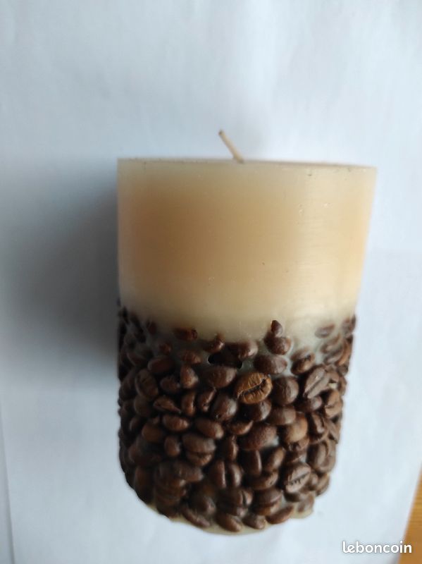 Bougie beige vrais grains de café TBE (image 5)
