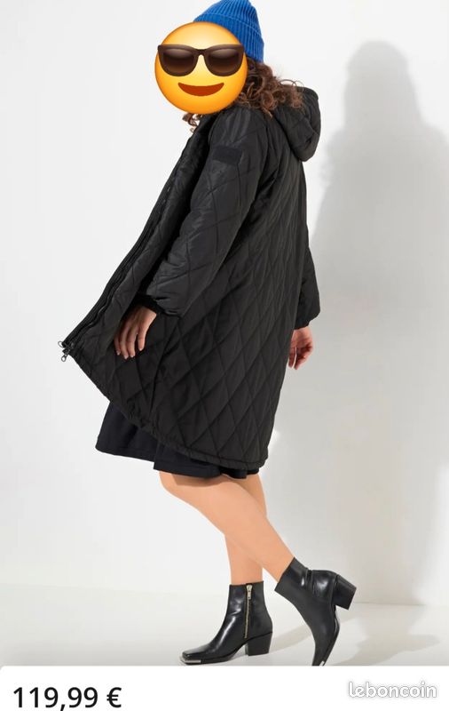 Manteau Femme Ulla Popken - Matelassé Léger, Imperméable, Ligne A - Avec Capuche Et Poches Zippées