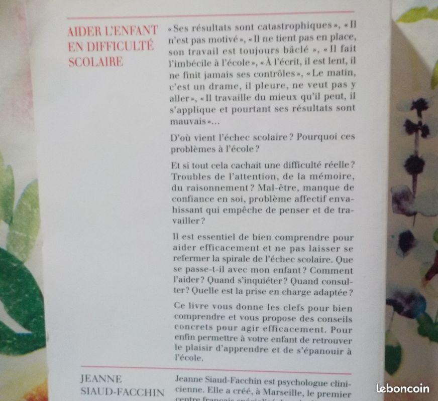 AIDER L'ENFANT EN DIFFICULTE SCOLAIRE par Jeanne SIAUD-FACCHIN Ed. Odile Jacob (image 2)