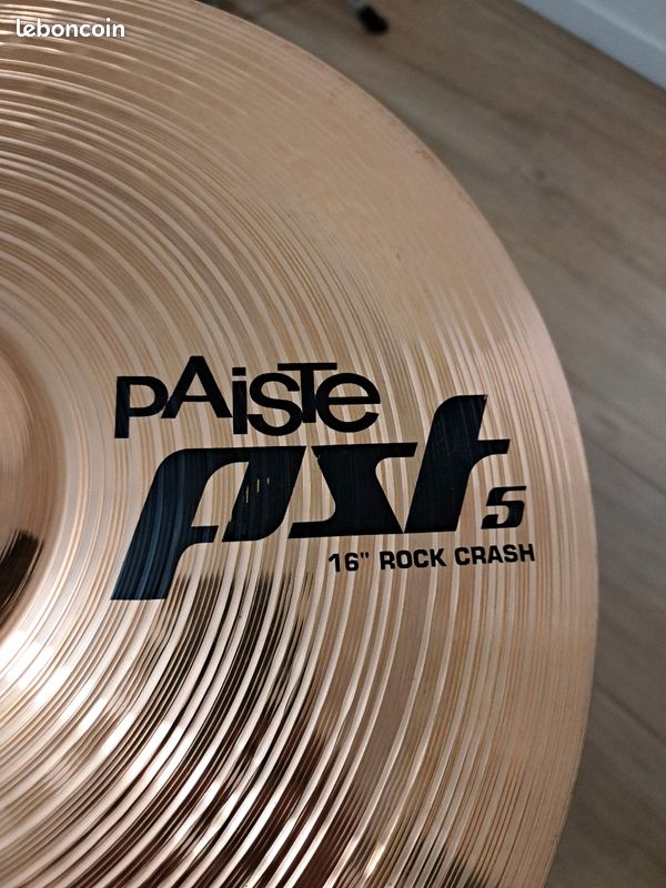 Crash Paiste PST5 Rock 16" + Crash Powerbeat 16" avec 2 pieds (image 2)