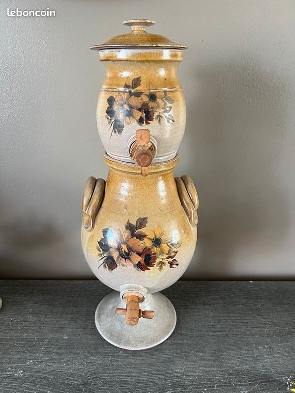 Fontaine à Pastis et Eau Fraîche en Grès Céramique Vintage – 47 cm – Décor Floral (image 7)
