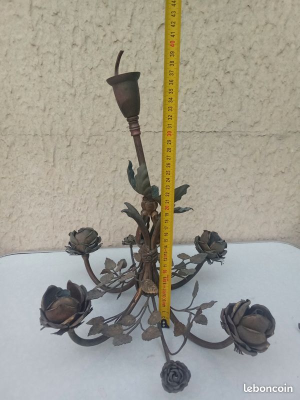 Lustre Rose Feuilles Art Nouveau Bronze (image 19)