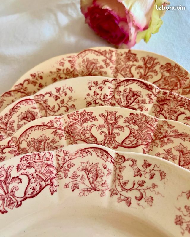 4 superbes assiettes plates anciennes - Bella Longchamp (image 3)
