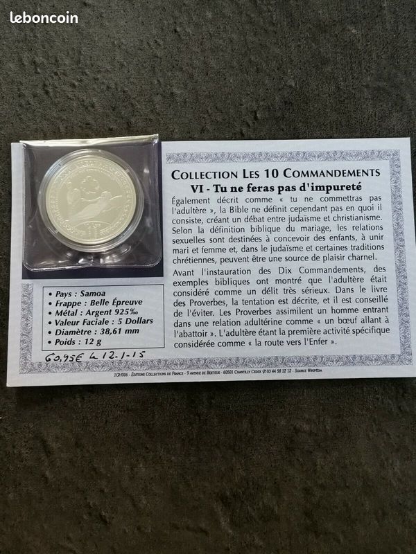 5 tala 2012 (dollars) argent samoa / les 10 commandements / vi - tu ne feras pas (image 3)