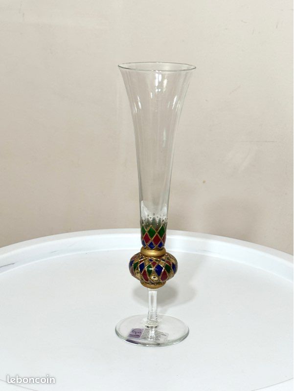 Flûte à champagne ancienne NAGEL en cristal , 27 cm , bon état (image 1)