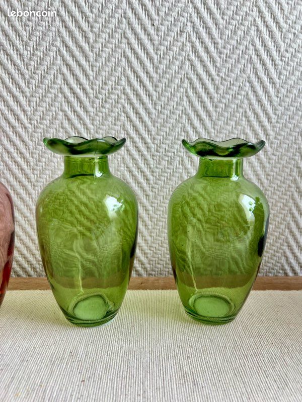 4 mini vases soliflores verts/roses (image 5)