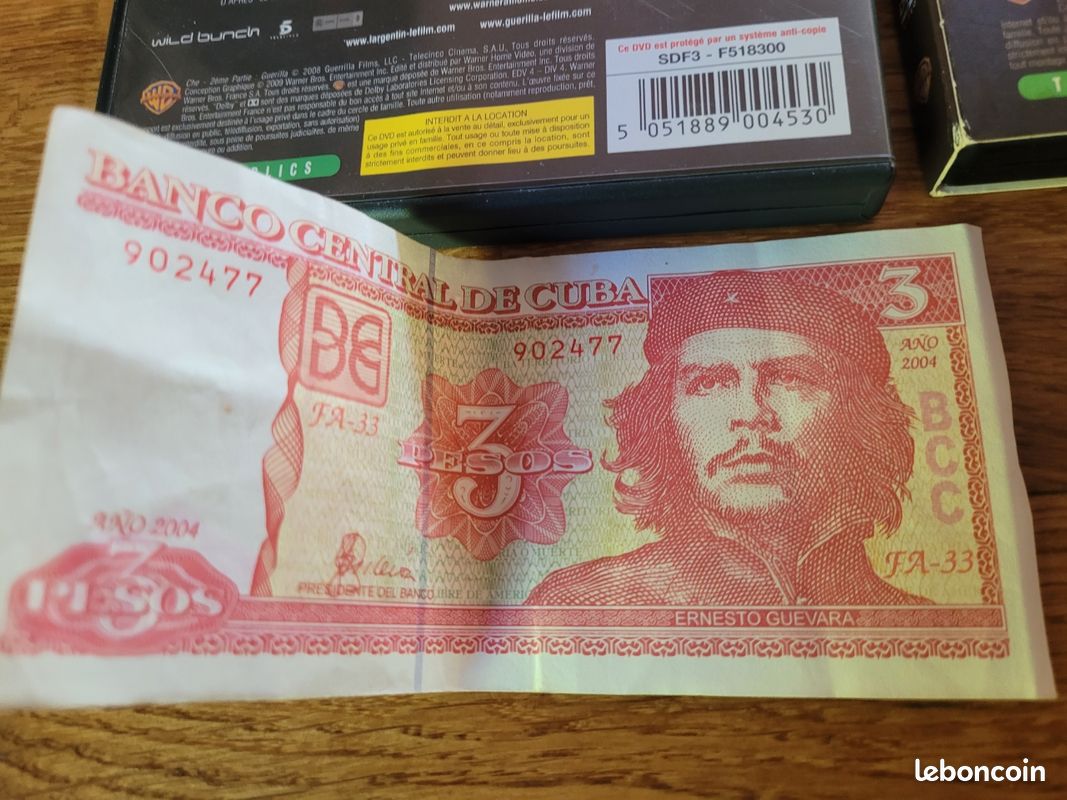 DVD 2 du Che GUEVARA, plus 1 billets,et pices,et 1 cendrier,et dco -  Collection