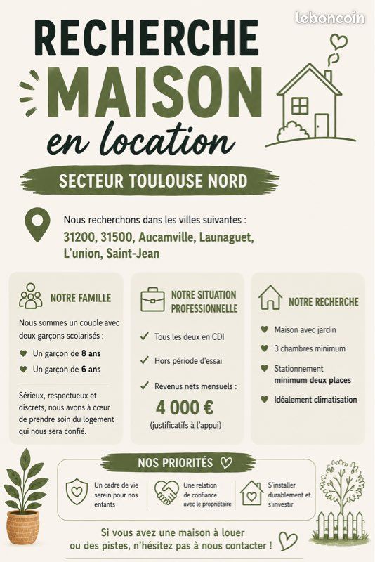 Maison 4 pièces 70 m² · à Toulouse · 70 m² · 1 000 €/mois