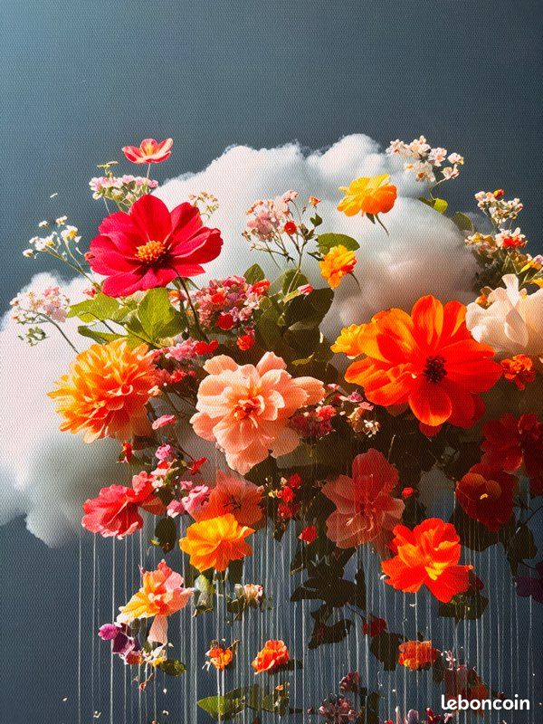 Toile 30x40 — Composition Onirique Nuage de Fleurs & Pluie Fleurie (image 3)
