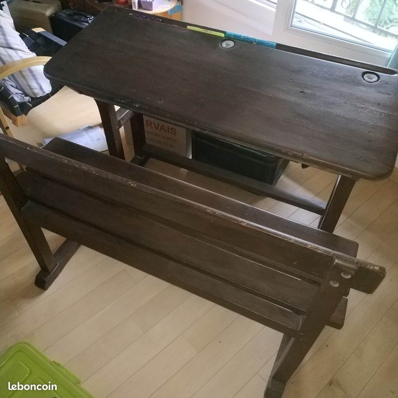 Banc écolier ancien (image 1)