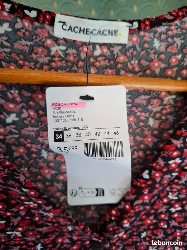 Robe fluide rouge à fleurs cache cache portefeuille taille xs (image 3)