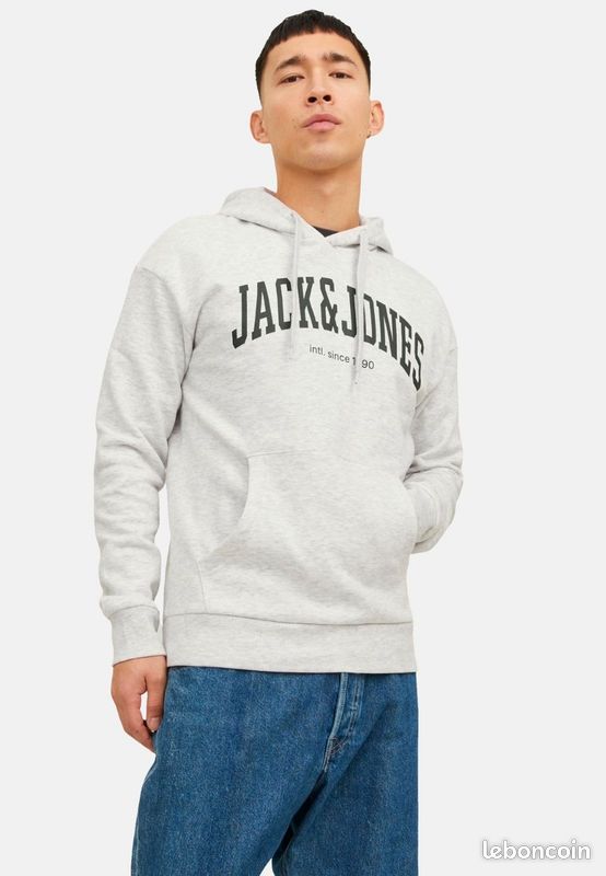 Sweat à capuche JACK & JONES – Gris clair, Taille S (image 2)